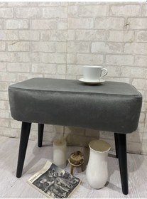 Resim Puf,, Ahşap Siyah Ayak ,ince Zarif ,spor Dikiş, Modern Tasarım ,ş 