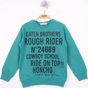 Resim Toontoy Kids Toontoy Erkek Çocuk Relax Fit Bisiklet Yaka Baskılı Sweatshirt - 2 İplik Yeşil 