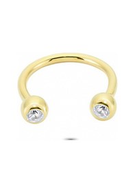 Resim Glorria Altın Taşlı Yarım Halka Piercing Sarı 