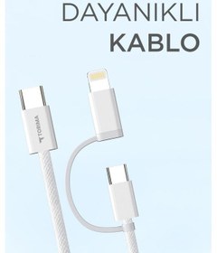 Resim Torima U16 2 İn 1 Type-C To Type-C And Ligthning 100 CM 65 W Hızlı Şarj Ve Data Kablosu 