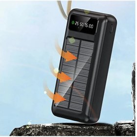 Resim ACL POWER Dahili Kablolu Solar Güneş Enerjili Powerbank 30.000 mAh Taşınabilir Led Işıklı Şarj Aleti 