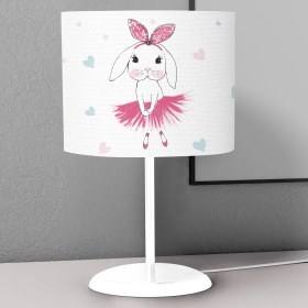 Resim instababyrooms Pembe Balerin Tavşan Desenli Çocuk Odası Dijital Baskılı Çocuk Odası Masaüstü Abajur Avize 