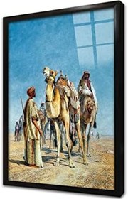 Resim Çöldeki Hacılar ve Develer Çerçeveli Cam Tablo 20x30 cm CB21316 