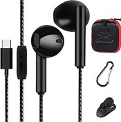 Resim GAMURRY USB Tip C Headset Kulak İçi Kulaklık, Kablolu ve Mikrofonlu - Sınırsız Müzik Keyfi için Ses Ayarlı Google Pixel 8 7a Pro iPad 10, Huawei 1'li Paket, Siyah 