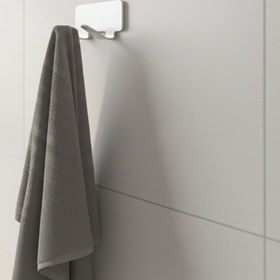 Resim YAPIŞKANLI PASLANMAZ ÇELİK 2 ASKILI BANYO ASKILIĞI, GÜMÜŞ GRİ, 7X4X3 CM 