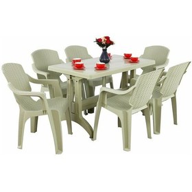 Resim Yılmazmasacılık Mandella Zeugma 70 x 120 CM Golf Koltuk 6 Kişilik Masa Takımı Kahverengi 