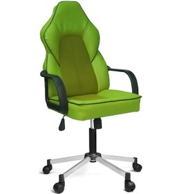 Resim Türksit Lidya Yönetici Ve Oyuncu Koltuğu Plastik Kol Ve Metalik Gri Boyalı Ayaklı F,yeşil Yeşil 
