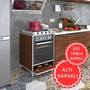 Resim Kenzlife ankastre modülü kabini krom cvz fırın ocak dolabı kapaklı ayaklı sabit tabla 