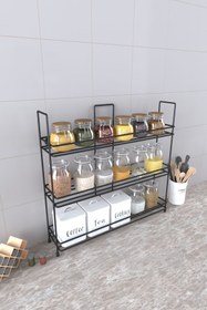 Resim EVA METAL TASARIM Metal Duvara Asılabilir Baharatlık Standı Küçük Boy Baharatlık Rafı Krom 