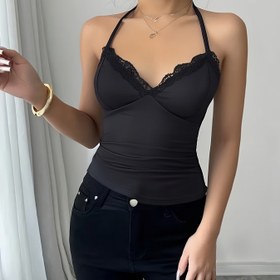 Resim Avrupa ve Amerikan İns Stili V Yaka Dantel Dikişli Camisole 