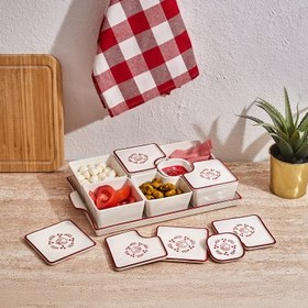 Resim Aryıldız Bird Red 15 Parça Tepsili Dikdörtgen Kahvaltılık 