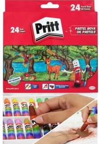 Resim Pastel Boya 24 Renk 1 Paket Pritt Pastel Boya 24 Lü Karton Kutulu Parlak Canlı Ve Örtücü Renkler Çok Renkli 