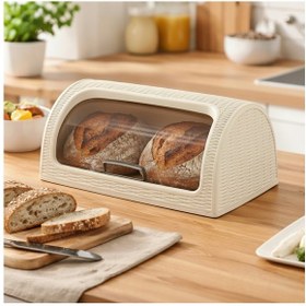 Resim Ekmek Kutusu Ekmeklik Kayar Kapaklı Ekmek Sepeti Beyaz 