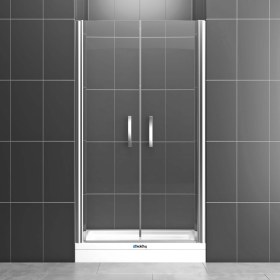 Resim İki Duvar Arası 2 Açılır Kapı Boy Menteşeli Cam Duşakabin - 100-109cm / Krom / Menteşeli 