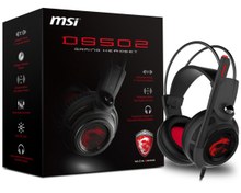 Resim MSI GG DS502 Gaming HEADSET 7.1 CEVRESEL SES 2X40MM SURUCU KIRMIZI DRAGON LED AYDINLATMA KABLO KUMANDA MIKROFON 2M ORGU KABLO U 