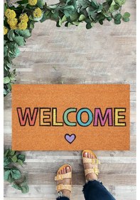 Resim Welcome, Renkli, Kapı Önü Paspası, Dijital Baskı Paspas 