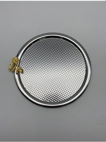 Resim 6'lı Japon Güllü Yuvarlak Gümüş Çay Ve Kahve Sunum Tepsisi 