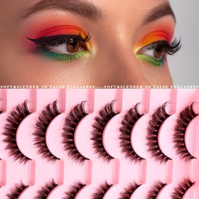 Resim Geliştirilmiş ürün, 10 çift tam şerit 5D sahte kirpik, kabarık kedi gözü tasarımı, gözleri uzatır, tamamen el yapımı, lüks taklit porsuk kılı, ziyafetlerde ve festivallerde giymek için uygun, tekrar kullanılabilir 