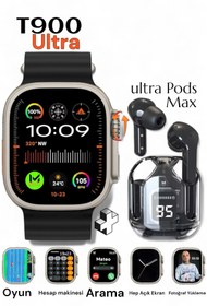 Resim MATEO Akıllı saat T900 Ultra Watch 8 ve Ultra Pods Max Bluetooth kulaklık 