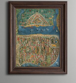 Resim epiqart İstanbul Haritası - Vintage Desenli Çerçeve 