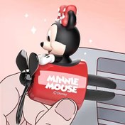 Resim 1 adet Minnie Mouse Araba Hava Ferahlatıcı & Havalandırma Klipsi - Kırmızı Fiyonklu Sevimli Karikatür Tasarımı, Dahili Fan & Sıkıştırılmış Koku Dolumları, Alkol İçermeyen Araç İçi Parfüm Dekor Aksesuarı 