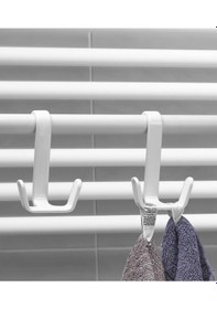 Resim Çok Amaçlı Plastik Havlupan Duşakabin Askısı 2 Kancalı Havlupan Askısı Beyaz 