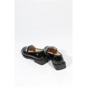 Resim Dgn 212 Kadin Taşli Loafer Ayakkabi Siyah Kırışık 