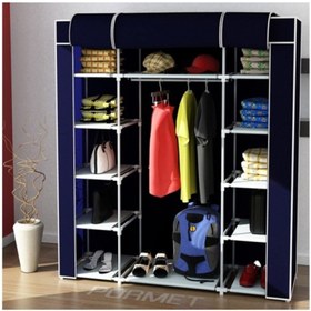 Resim PORMET Güçlendirilmiş Çelik Yapım Çelik Metal Profil Bez Dolap Lacivert Renk 