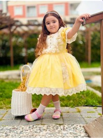 Resim H L Y Karol Tasarım Sarı Ayıcıklı Kız Bebek Elbisesi,doğum Günü Elbisesi, Fotoğraf Çekim Elbisesi,0-12 Yaşa Uygun Sarı 