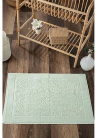 Resim Damask Desenli Ayak Havlusu 1 Adet - 60x100 Cm Banyo Paspası - %100 Pamuk Mınt Mint 