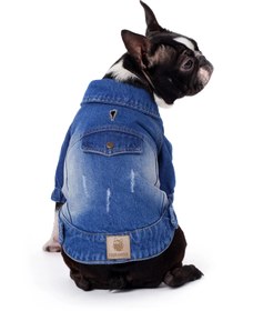 Resim FOURAMOUR Orta Yıkama Denim Köpek Ceketi “Rodeo” - S 