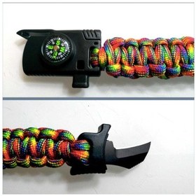Resim Omeniv Paracord Bileklik Düdük Pusula Bıçak 4 Fonksiyon Outdoor Siyah 