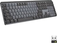 Resim Logitech MX Mekanik Kablosuz Işıklı Performans Klavyesi, Dokunsal Sessiz Anahtarlar, QWERTY İngiltere İngilizce Düzeni - Gri 