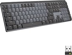 Resim Logitech MX Mekanik Kablosuz Işıklı Performans Klavyesi, Dokunsal Sessiz Anahtarlar, QWERTY İngiltere İngilizce Düzeni - Gri 