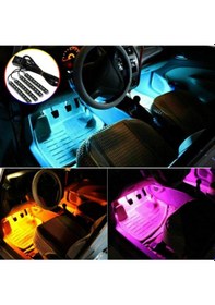 Resim Oto Araç Içi Ayak Altı Led Aydınlatma 12 led Kumandalı Oto Şerit 