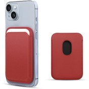 Resim Apple Iphone 14 Leather Wallet Magsafe Kırmızı Microsonic