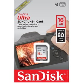 Resim Sandisk 16gb Sd Ultra Class 10 80mb/s Hafıza Kartı 