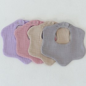 Resim 4'lü Organik Pamuk 8 Katlı Multi Müslin Çiçek Kız Bebek Salya Ve Mama Önlük,yakalık Model 1 