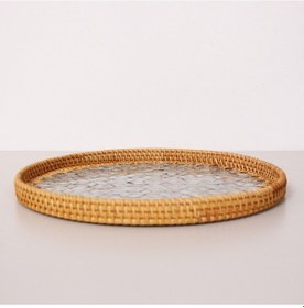 Resim Abstract 35x3 Cm Sedefli Rattan Tepsi & Duvar Dekoru Mix 