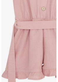 Resim Breeze Kız Çocuk Şortlu Tulum Düğmeli Beli Kuşaklı 4-9 Yaş, Gülkurusu-gülkurusu Gülkurusu 