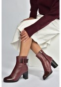 Resim Fox Shoes V468210503 Bordo Hakiki Deri Kalın Topuklu Kadın Bot Bordo-hakiki Deri 