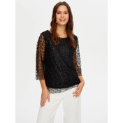 Resim Faik Sönmez Boncuk İşli Kayık Yaka Kadın Abiye Bluz W26BLZ001 (UW26BLZ001) 