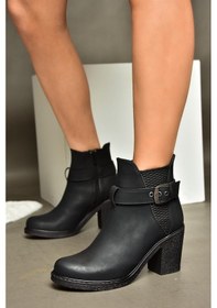 Resim Fox Shoes R674151409 Siyah Kalın Topuklu Kadın Bot-siyah-suni Deri Siyah 
