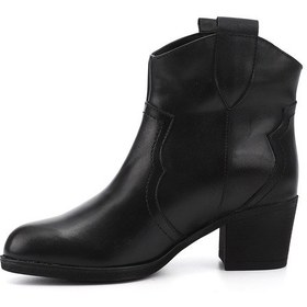 Resim Gönderi R Siyah Kalın Topuklu Hakiki Deri Kovboy Bot Siyah 