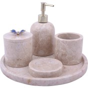Resim Setabianca Evza Mermer Banyo Seti Kelebekli Bej 