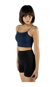Resim Veaven 2'li Paket Kadın Lacivert-siyah Ip Askılı Pamuklu Crop Top Büstiyer Bluz Atlet Lacivert-antrasit 