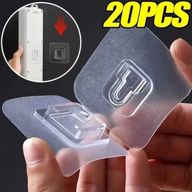 Resim 20 Adet Kolay Kurulum Yapışkanlı Yardımcı Kanca - Router, Priz, Resim Çerçevesi, Uzaktan Kumanda için Su Geçirmez Plastik Duvar Montaj Tutucular - Mutfak, Yatak Odası, Banyo, Ofis için Çok Amaçlı Askılar, Moda Tarzı, Yardımcı Kanca 