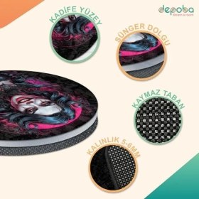 Resim Blacke Kadife Oyuncu Odası Halısı Kaymaz Pamuk Tabanlı Yıkanabilir Antibakteriyel Yuvarlak Gamer, Gaming Halısı 140X140 