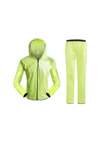 Resim Skycıty Erkek & Kadın Su Ve Rüzgar Geçirmez Yağmurluk - Bisiklet, Yürüyüş, Koşu İçin Kapşonlu Ceket-pantolon Takım Yansıtıcı Açık Hava Sporları Yeşil 