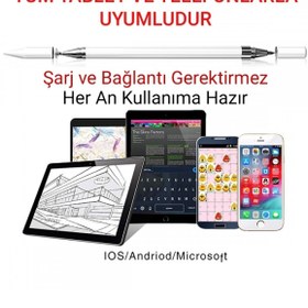 Resim LENOVO Trendsshop Tab M10 Tb328fu Tablet 2 In 1 Stylus Uyumlu Özel Tasarım Ve Çizim Kalemi - Beyaz 